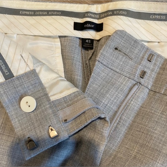 Express Dress Pants, Editor Wide Leg in Grey Crosshatch, Size 4 Short - Picture 3 of 8